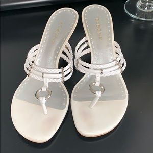 BCBGirls white & silver leather sandals